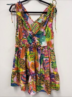 New True Destinations Bright Tropical Tie-Shoulder Sundress XL